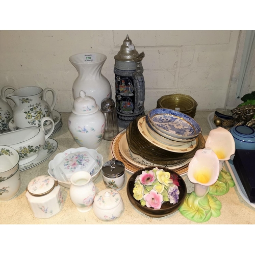 250 - A pair of Carltonware stem vases; Aynsley ceramics; other china and bric-a-brac