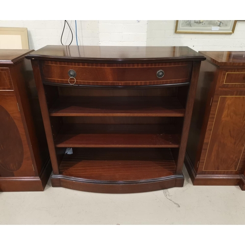 633 - A Regency style inlaid mahogany bookcase with frieze drawers and shelves under