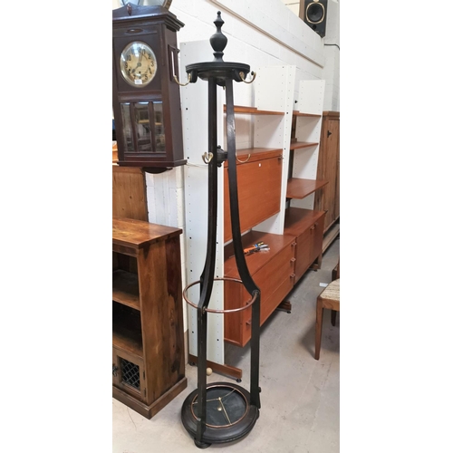 573 - An Edwardian tri-column all stand with revolving top and copper rail