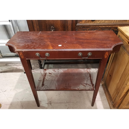 550 - An Edwardian style inlaid side table with drawers and undershelf