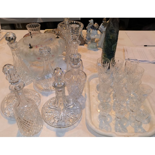 198 - 7 various glass decanters and drinking glasses