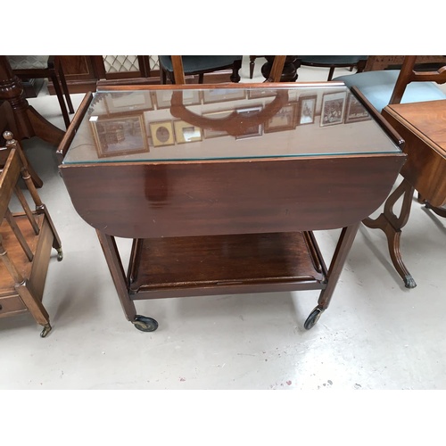 612 - A mid 20th century mahogany sewing trolley