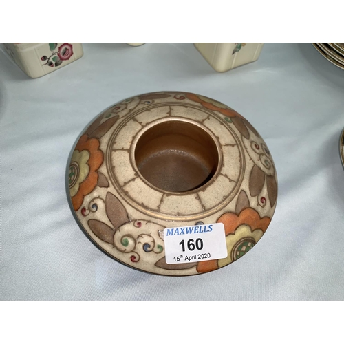 160 - A Charlotte Rhead vase; a 1930's 'cube' tea set; decorative china