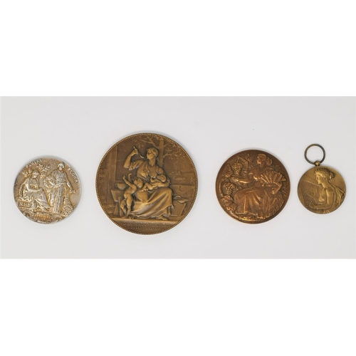 408 - H.M. Petit:  bronze agricultural, medal, 5 mm; a RHS silvered medal and 2 others