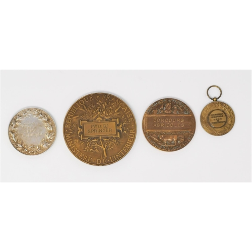 408 - H.M. Petit:  bronze agricultural, medal, 5 mm; a RHS silvered medal and 2 others