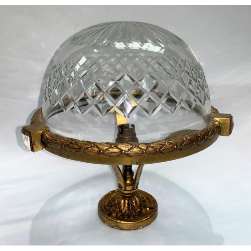 162 - An early 20th century ormolu ceiling light fitting in the neoclassical style, with hemispherical cut... 