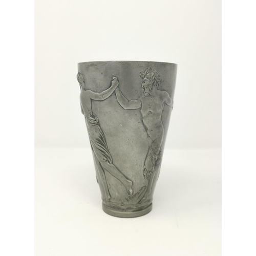 457 - An early 20th century vase of neoclassical design with dancing figures, signed 'Klacman', marked to ... 