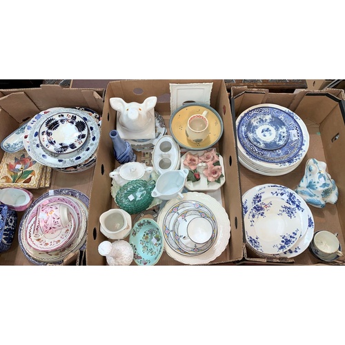 261 - A selection of 19th century Sunderland lustre teaware; blue and white and decorative china etc