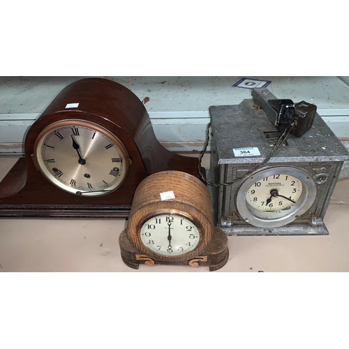 364 - An early 20th century 'National' clocking in clock; a mahogany Westminster chiming mantel clock and ... 