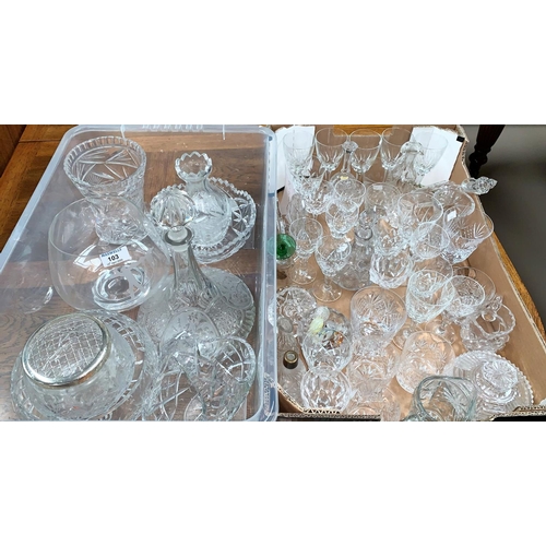 103 - A selection of cut drinking glasses and glassware