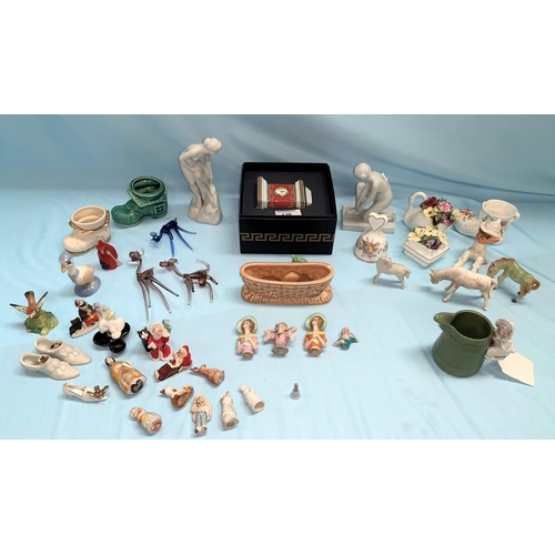 138 - A selection of miniature china figures and trinket ware