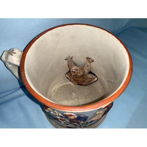 145 - A 1950's Royal Lancastrian shallow dish; a musical jug 'Widecombe Fair'; a Royal Doulton stoneware t... 