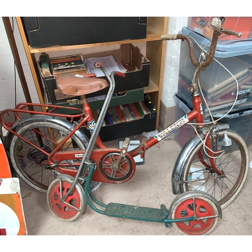 60 - A 1970's Valenti fold in bicycle (a.f.)a vintage child's scooter