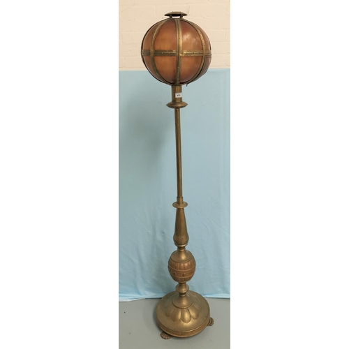 479 - A middle eastern style brass standard lamp, 160 cm