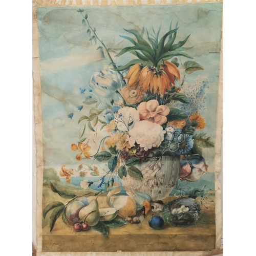 513 - Italian School, 19th century, watercolour, flower-piece, signed 'Verni', 70 x 50 cm, unframed