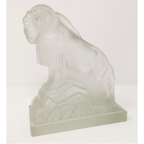 178 - A frosted glass Art Deco style paperweight of a Ram, other paperweights