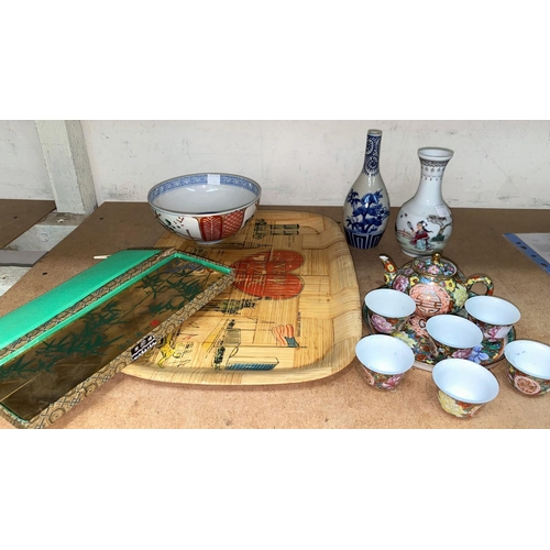 44 - A Chinese porcelain miniature tea set, other oriental items