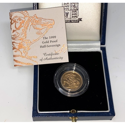 438 - A boxed proof 1999 half sovereign