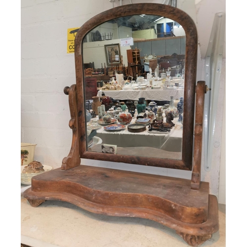 3 - A free standing Victorian mahogany dressing table mirror , 2 other mirrors