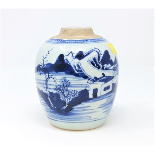 320A - A Chinese blue and white ginger jar (no lid) height 14cm