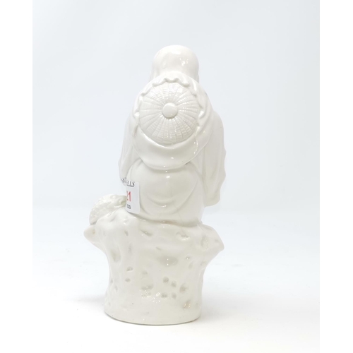 321 - A Chinese blanc de chine figure of seated man watched by a frog, (some hairline cracking) height 19c... 