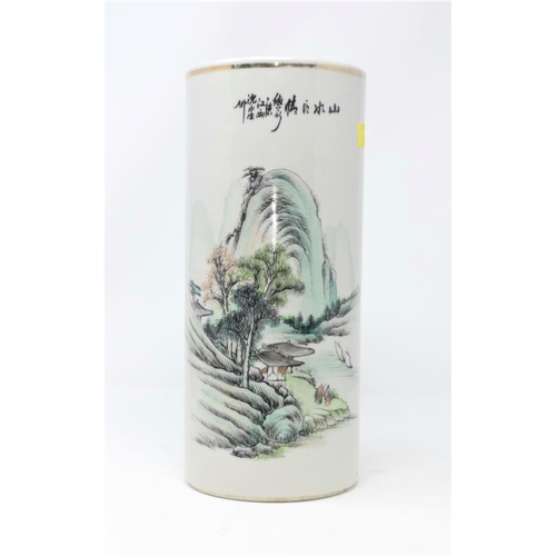 321A - A Chinese sleeve vase depicting tradition scene height 28cm