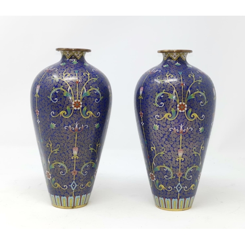 323B - A pair of Chinese cloisonne vases height 19cm