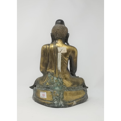 324 - A Chinese bronze and gilt figure of a Buddha in seated position height 33cm