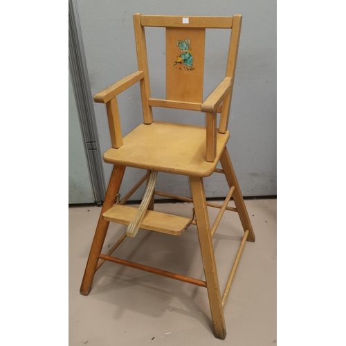 5 - A doll's house; stools, a vintage high chair (sold as a collectors item only)