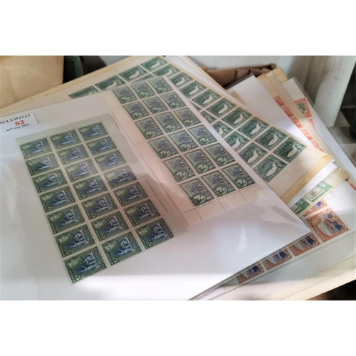 53 - Half sheets of stamps, mainly George VI