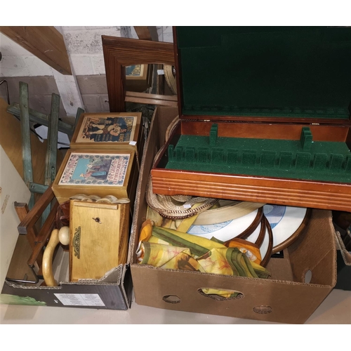 29 - A chrome and plywood tray, 2 easels, a pottery sculpture etc