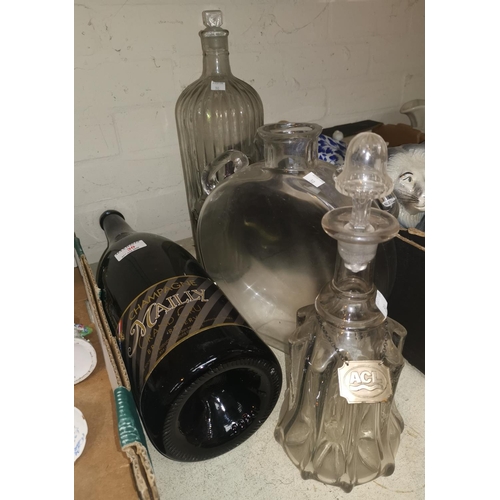 30 - A large champagne bottle, a large poison bottle and glassware