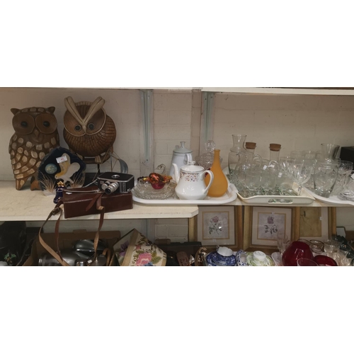 43 - A selection of decorative items including glassware and a Paillard Bolex cine camera accessories