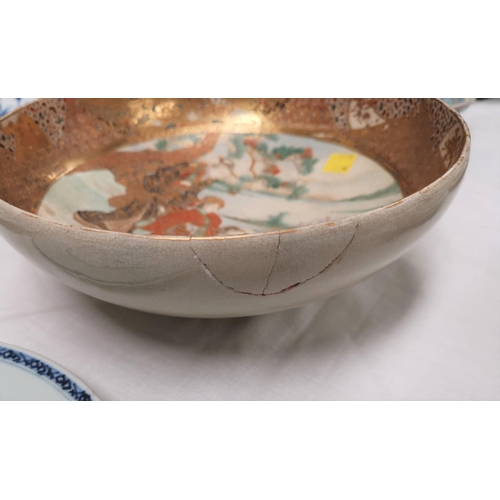 370C - A Japanese satsuma bowl , edge restored 24.5cm