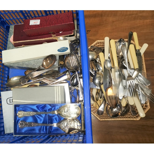 417 - A selection of boxed and loose silver plated cutlery