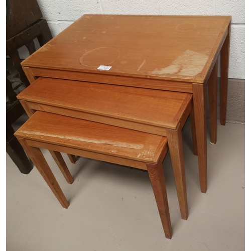 628 - A 1960's Danish nest of 3 teak tables, stamped to the base Bent Silberg Mobler