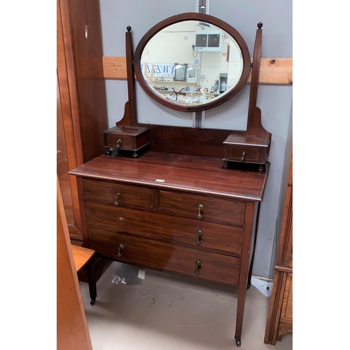 504 - An Edwardian inlaid mahogany dressing table of 2 long, 2 short and 2 jewellery drawers