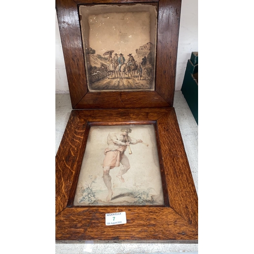 7 - An oak framed classical print; and another