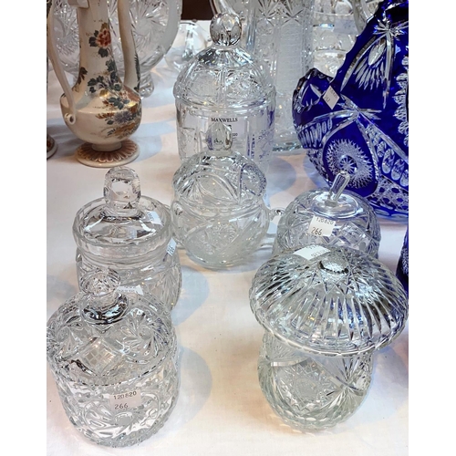 266 - Six various cut glass covered jars/containers