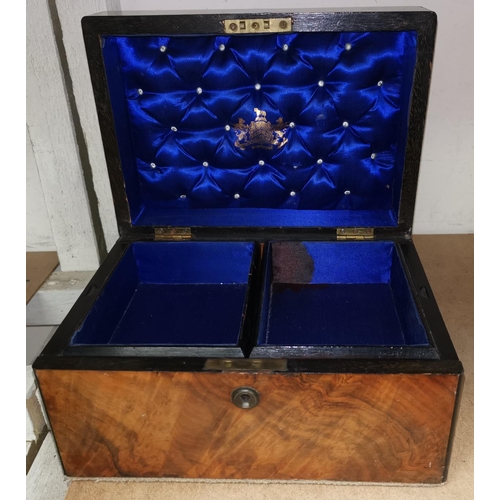 104 - A Victorian walnut jewellery box with inset brass handles and fitted interior