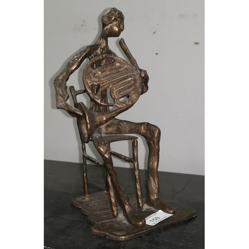 159 - A modern bronze:  man playing a French horn