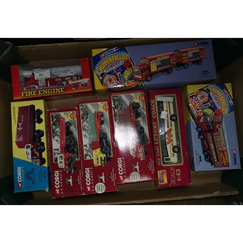 81 - Eight Corgi Classics diecast vehicles, original boxes; coaches and similar vehicles