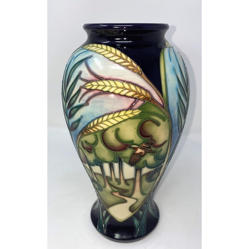 248 - A modern Moorcroft vase of inverted baluster form, decorated with ears of wheat and reserve panels o... 