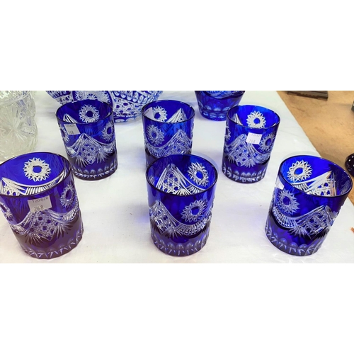 268 - A Victorian style set of 6 tumblers in overlaid Bristol blue