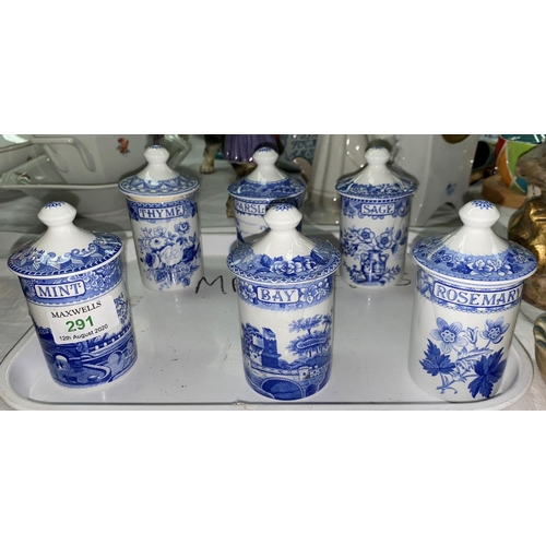 291 - A set of 6 spice jars, Spode 