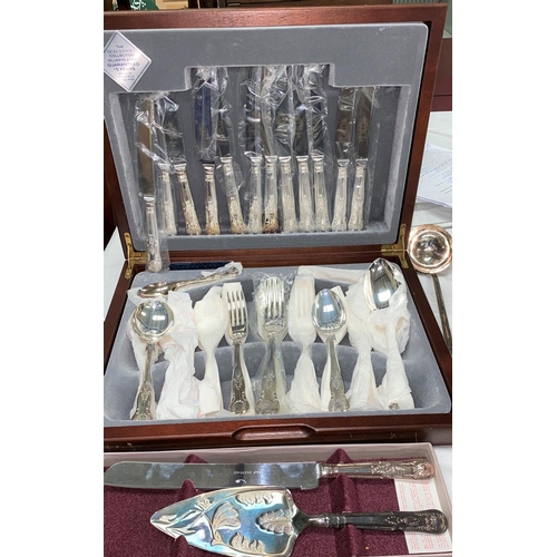 363 - An EPNS canteen of kings pattern knives and forks, cased; a selection of Europe Art Nouveau silver p... 