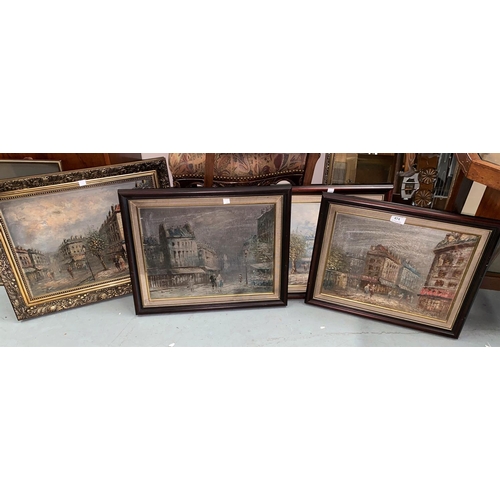 474 - Burnett:  Parisian scenes, 4 small oils, framed