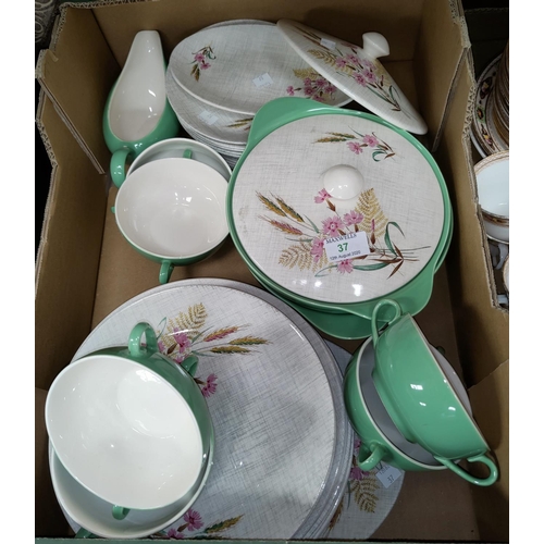 37 - A 1950's floral dinner service by J & G Meakin, 6 setting; 2 part tea services; decorative china