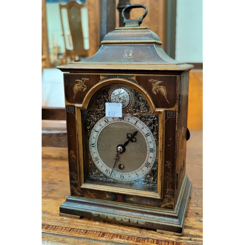 612 - A Georgian style mantel clock in chinoiserie case