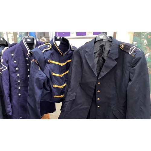 60L - Two military dress jackets and an American high school jacket; 2 military style caps
Small
